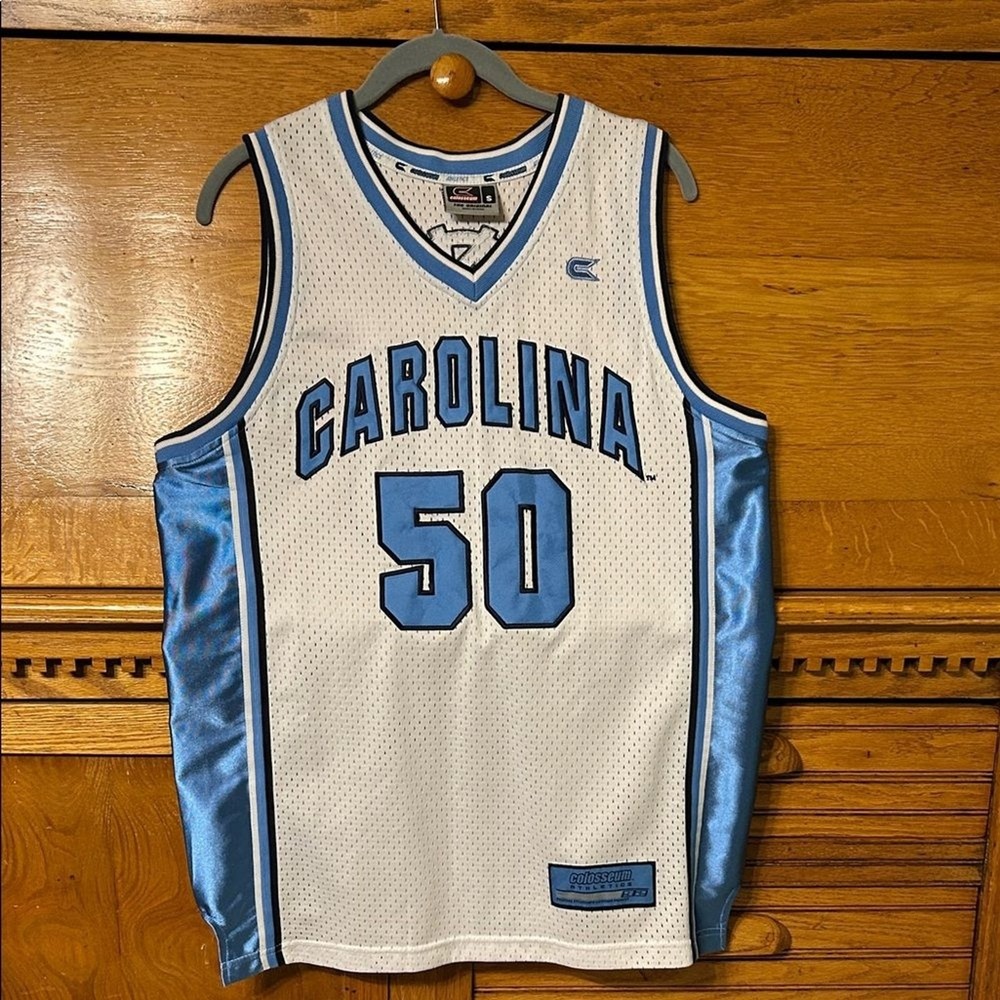 Colosseum North Carolina Tar Heels Basketball Jersey Mens Small White Blue 50 NC